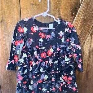 GAP Kids Black Floral Ruffle Blouse